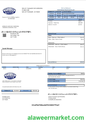USA Clean Water business utility bill template in Word and PDF formats